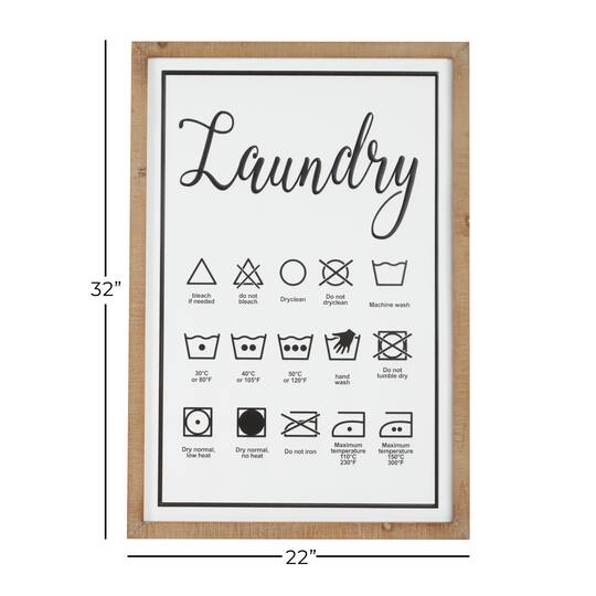 White Farmhouse Laundry Guide Wood Wall Decor, 22" x 32"